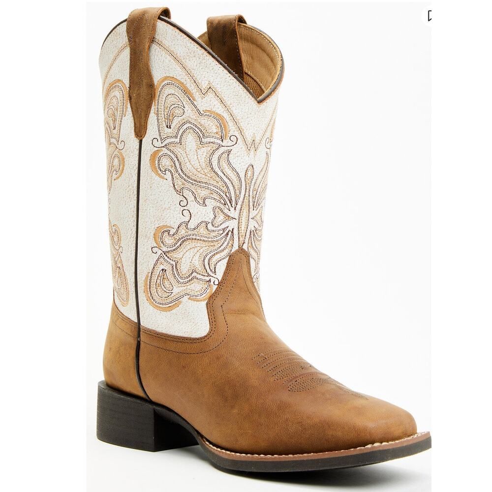 Shyanne Soltice™ Women's Flynn Western Boots Broad Square Toe Cream Size 5.5 NWT